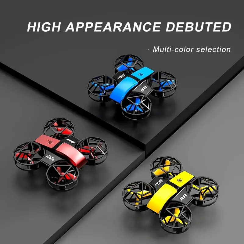 Professional Mini Drone 811 4K WiFi FPV HD Aerial Camera with Protective Cover Tumbling LED Lights Quadcopter Children\'s Toy GIF