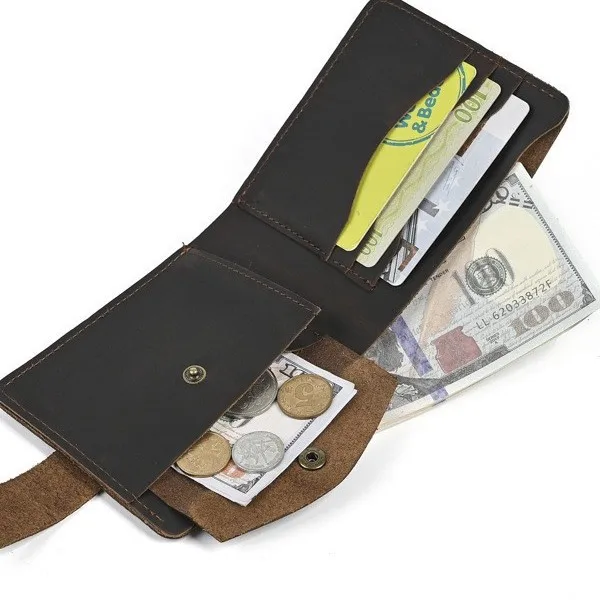 LD-Q012 Leather Short Men's Wallet, Fashionable Coin Change, Multifunctional Card Bag, Retro Top Layer Cowhide Wallet