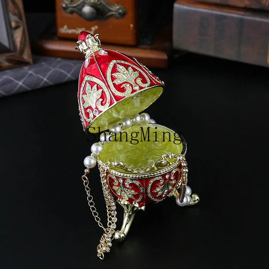 

CLL Exquisite Easter Egg Creative Home Ornament Enamel Painted Diamond Metal Crafts Gifts