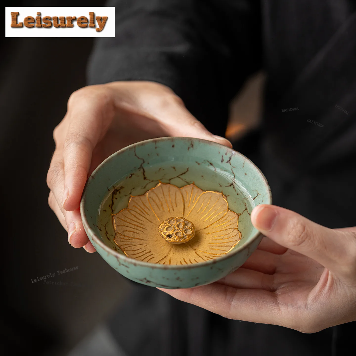 Gold Drawing Moss Glaze Teacup Creative Tea Bowl Cup For Tea Tea-tasting Personal Cup Chazhan Master Cups Chinese Tea Set Craft