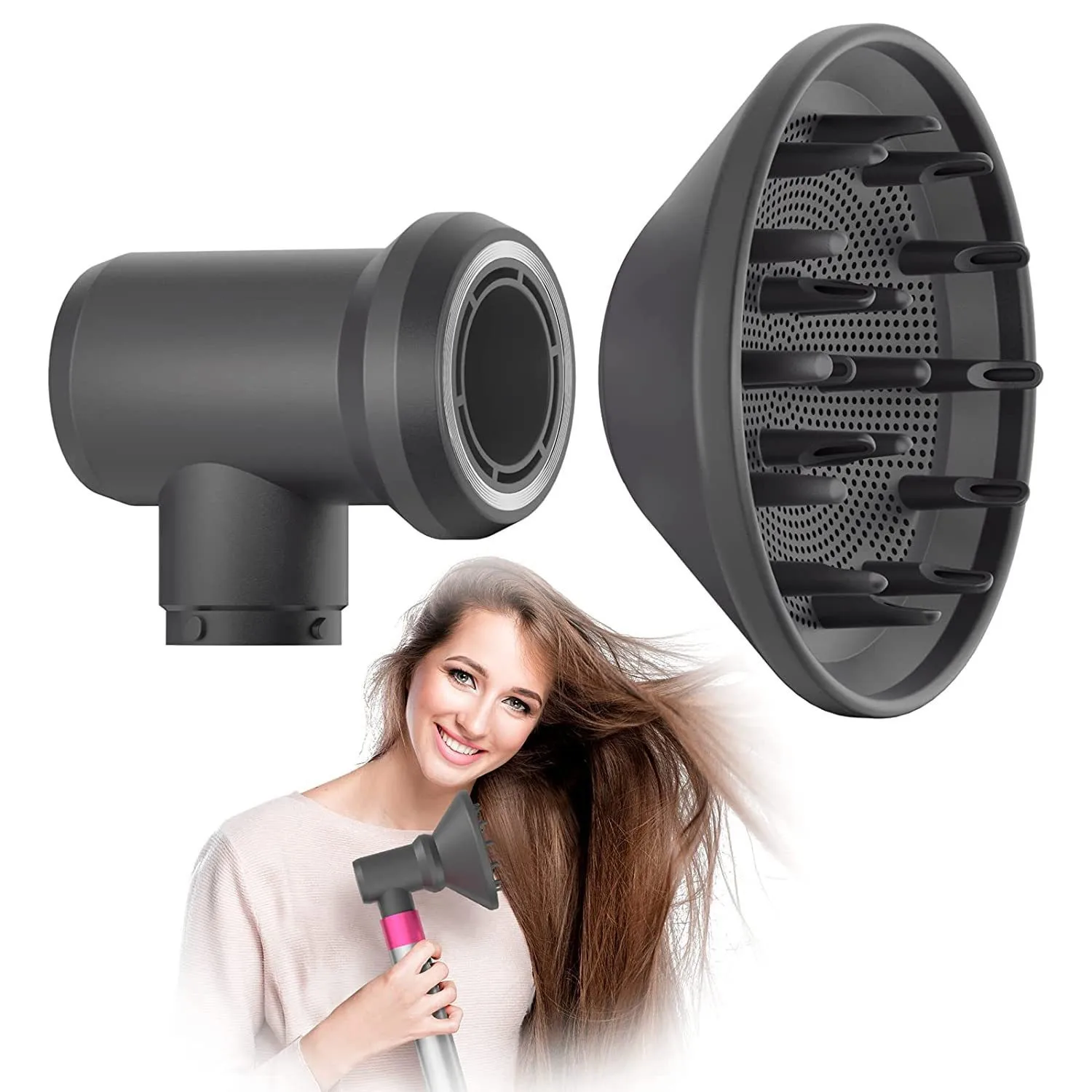 For Dyson HS01/HS05 Diffuser For Supersonic Hairdryer Styling Tool 360°Rotating Nozzle Replacement Universal Hair Dryer Diffuser