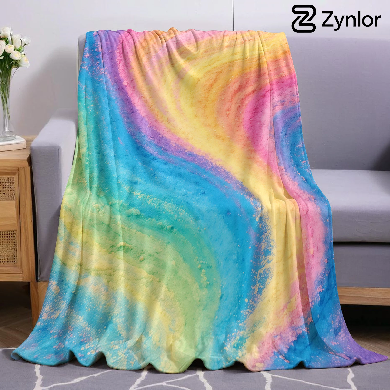 Color Powder Flow Ultra Soft Sherpa Fleece Blanket Fluffy Warm Halloween Cozy Throw for Sofa Couch Bedroom Gift All season