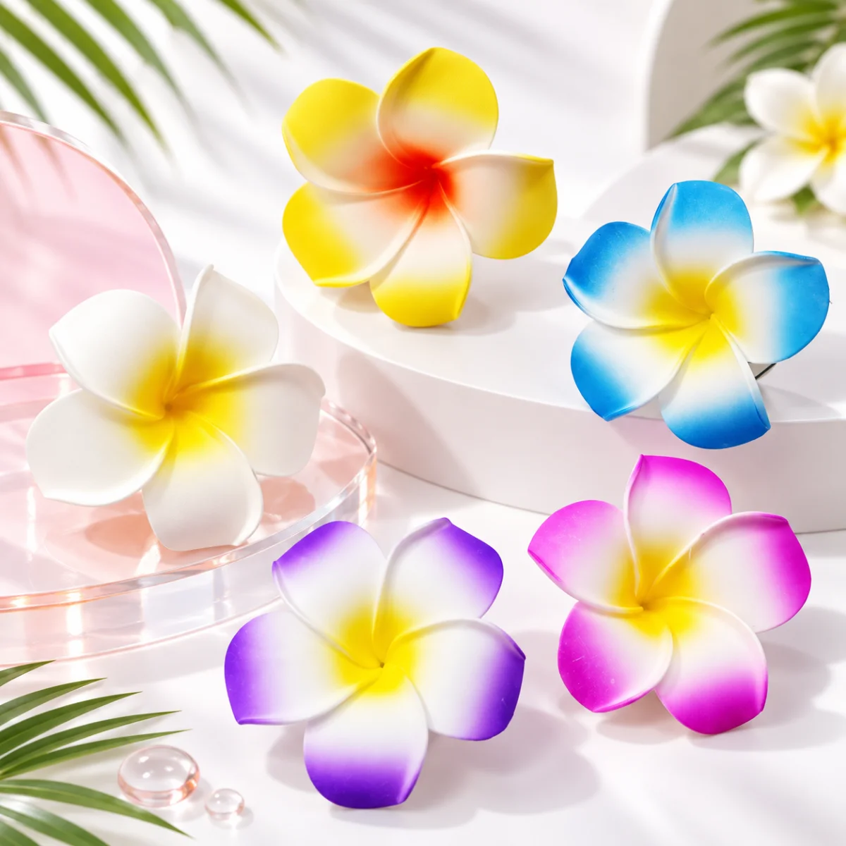 Hawaiian Plumeria Flower Hair Clips Women Colorful Tropical Hair Accessories Beach Holiday Vacation Gift Summer Hair Styling