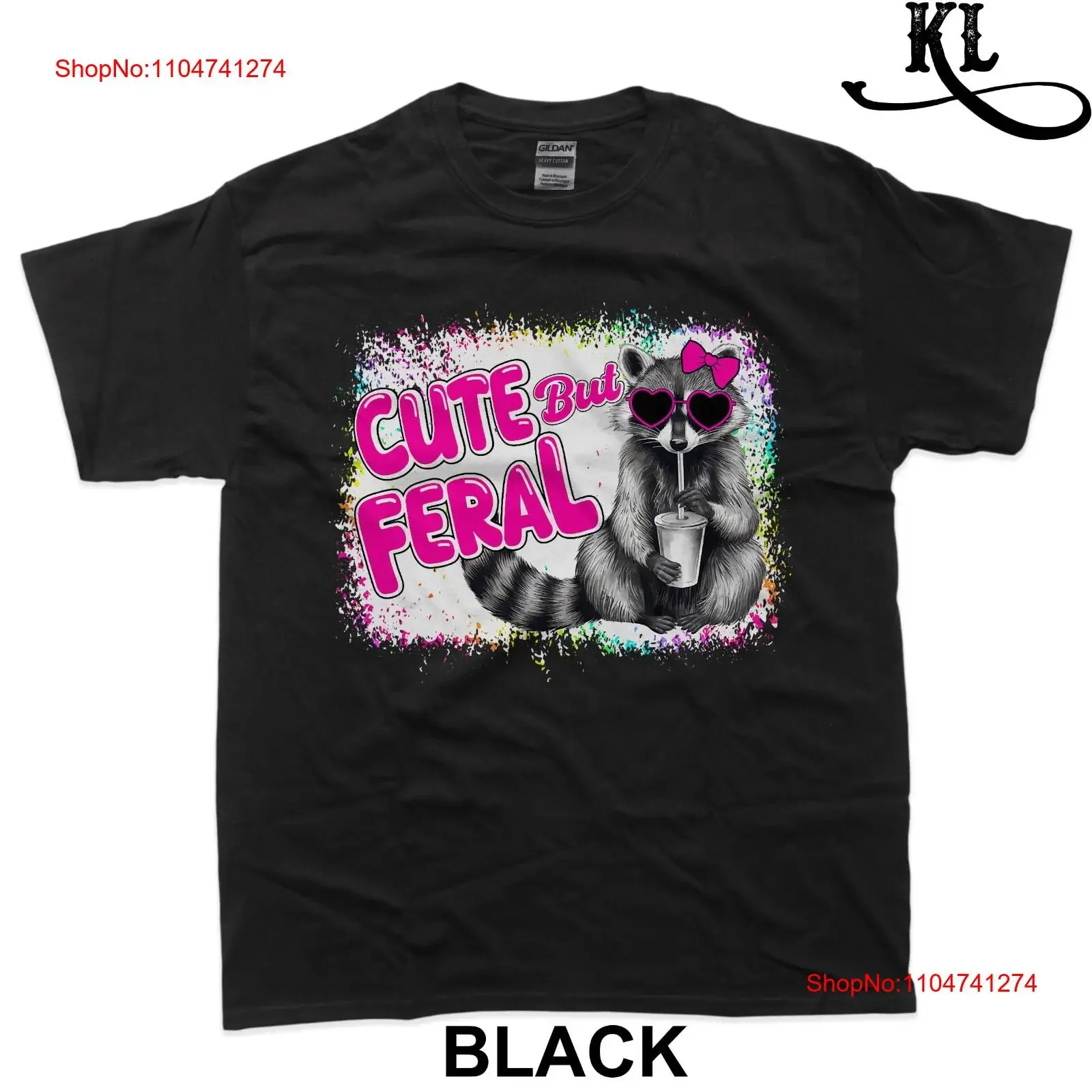 Lindo pero Feral divertido mapache colorido con gafas de sol Meme camiseta vintage lavado ropa de calle versátil gráfico Casual suave