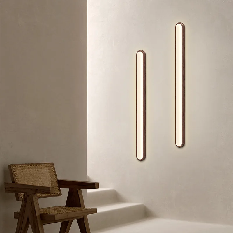 مصباح جداري طويل متوسط الحجم من خشب الجوز العتيق ياباني قديم ذو طابع واحد لغرفة المعيشة وخلفية غرفة النوم بجانب السرير بسيط #3