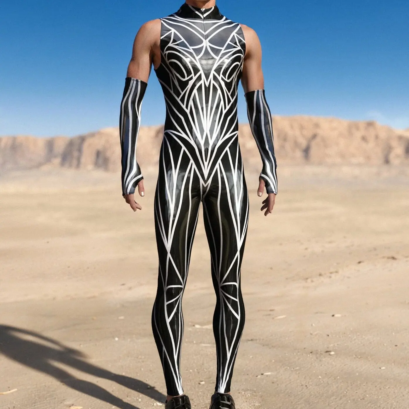 

Men Scary Halloween Blood Zombie Jumpsuit Holiday Zentai Suit Carnival Party Stage Role Play Performance Bodysuit Costume