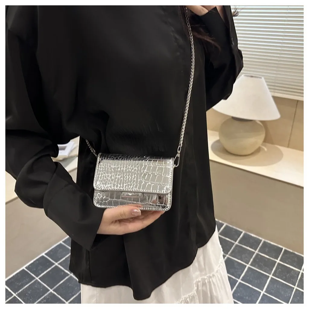 Pu Leather Bag Multi-Way Women'S Handbag Chain Strap Bag Square Mini Square Bag For Small Daily Essentials Casual Outfits Daily