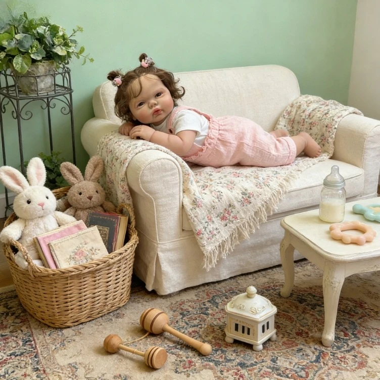 

Кукла-реборн 60 см, модель «Пикл», с волосами, имплантированными вручную, и видимыми венами, реалистичная кукла-новорожденный в розовом комбинезоне, подарок для детей