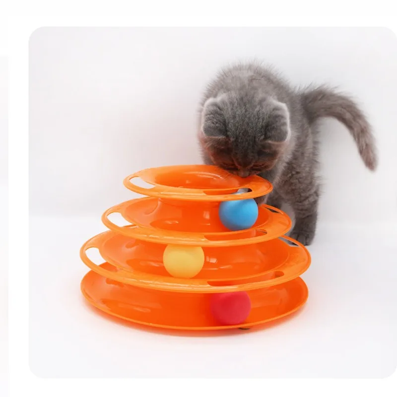 Pet cat toy three-layer ball cat turntable educational track toy cat space tower amusement board