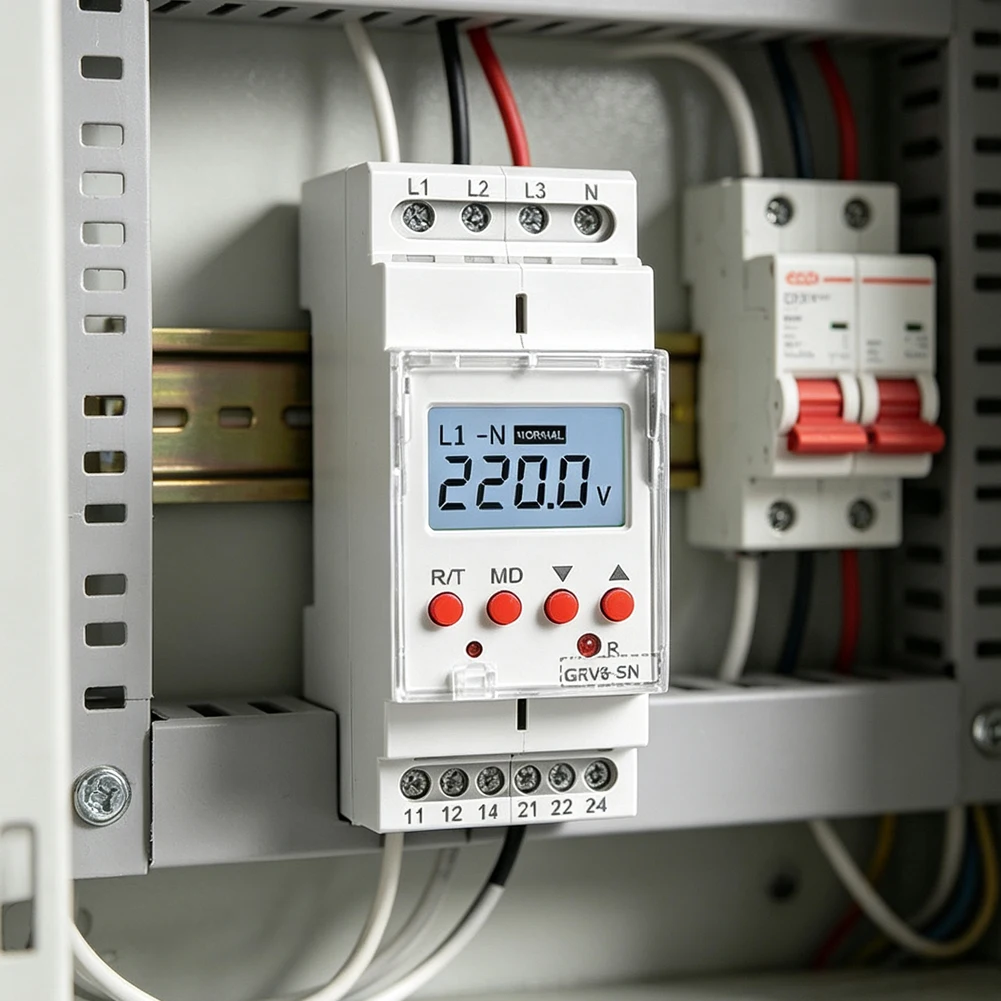 Digital LCD Voltage Monitoring Device GRV8-SN for 3 Phase 4 Wire Applications Including Overvoltage Undervoltage Response