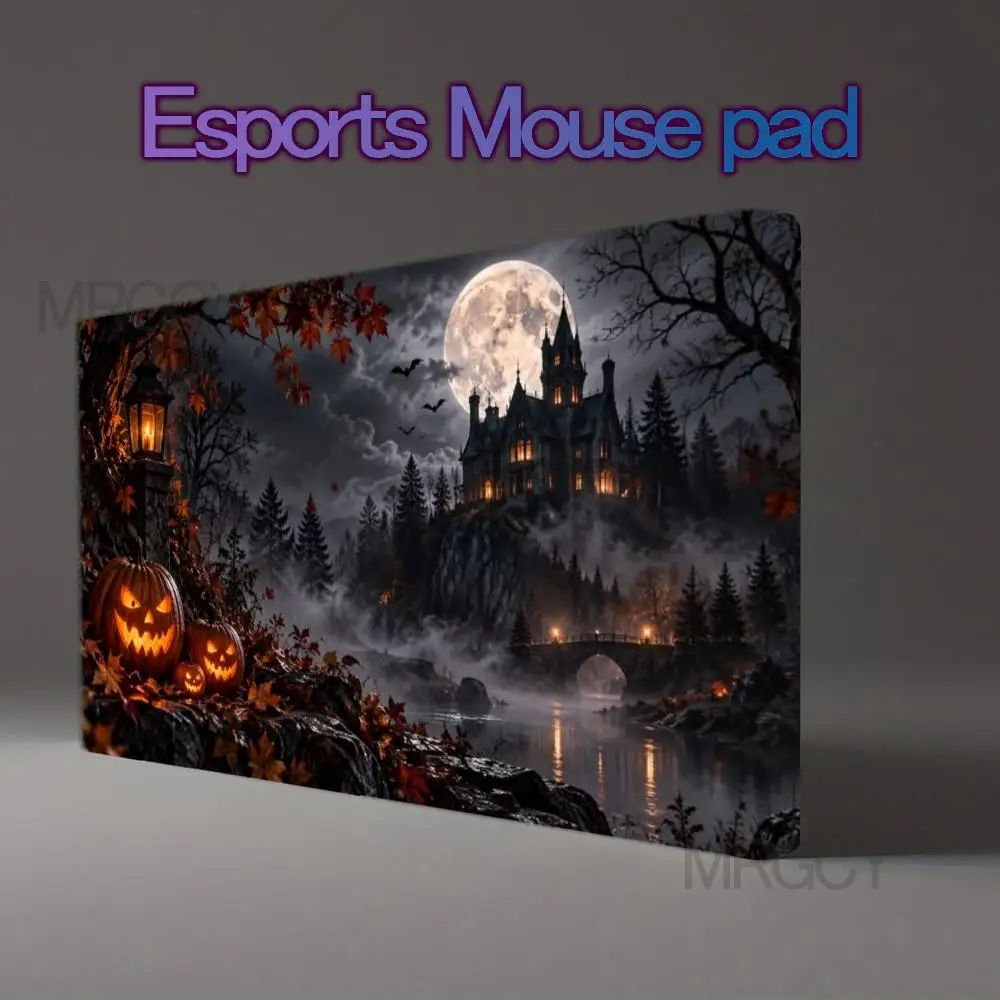 Halloween Castle Mouse Pad, Misty Night demand HD New Custom Home Mousepad XXL Non-Slip Natural Rubber Office Mouse Mats