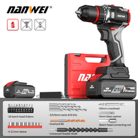 NANWEI 13MM Metal Ratchet Self-Locking Chuck Cordless Brushless Drill 100NM DIY Multifunctional Drilling/Starting Screwdriver