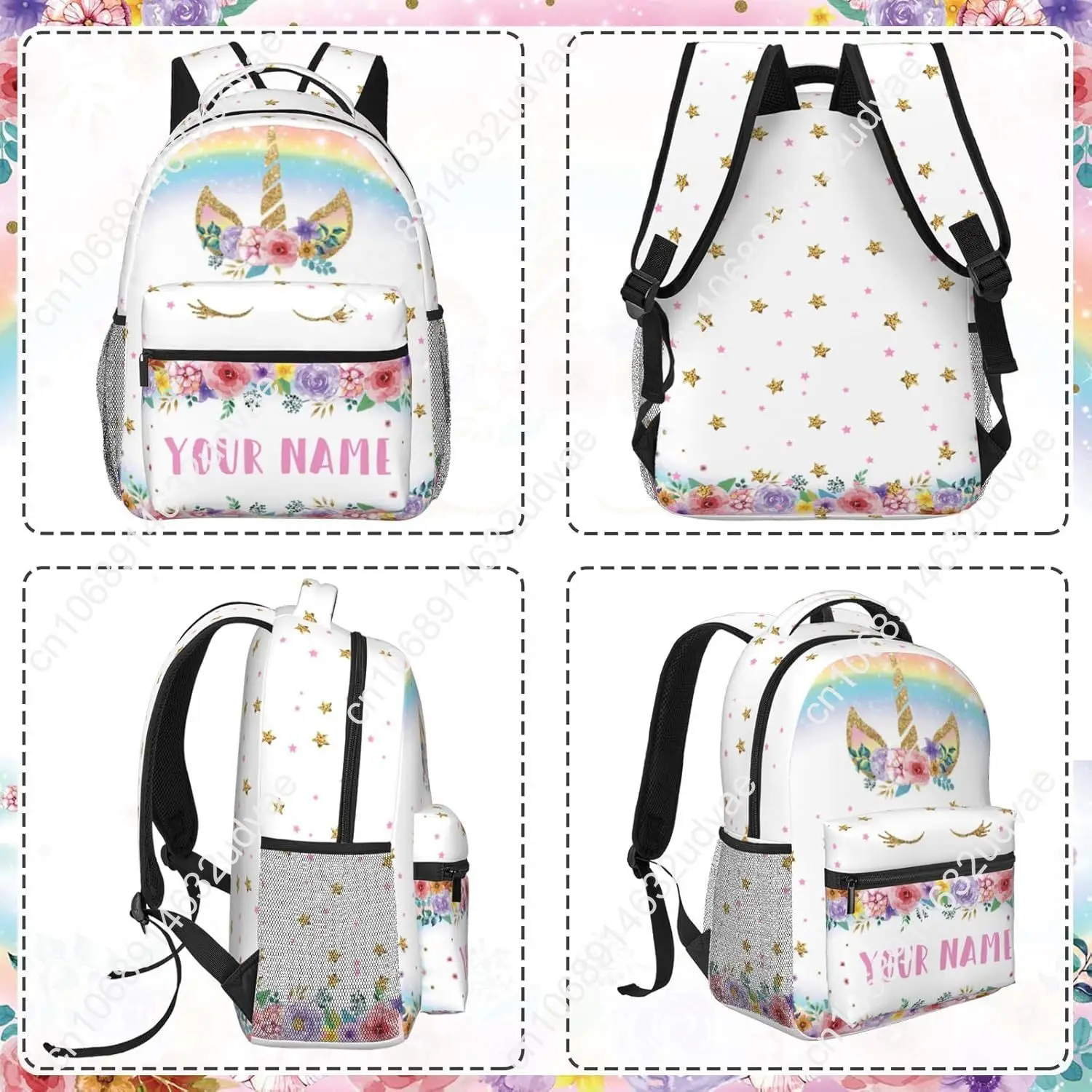 Personalized Backpack for Girls Boys, Custom Backpacks with Name for Kids, Customized Unicorn School Bookbag for Back to School
