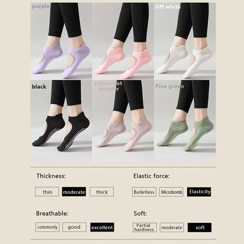 Women High Quality Pilates Socks Anti-Slip Breathable Backless Yoga Socks Ankle Ladies Ballet Dance Sports Socks for Fitness Gym