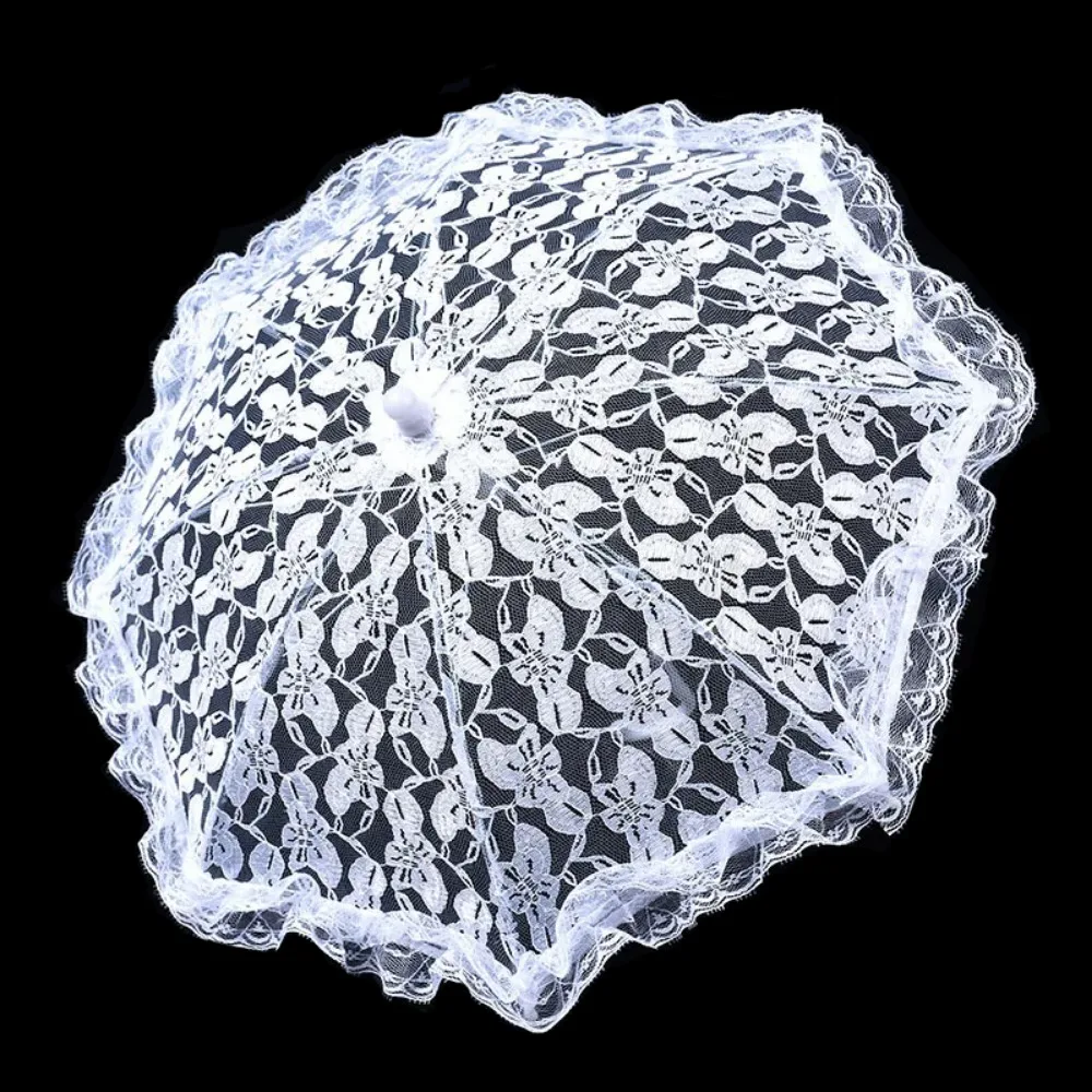 Elegant Lace Women's Lace Umbrellas Lolita Floral Patterns Mini Bridal Umbrella Delicate Hollowed Out Wedding Decoration Props