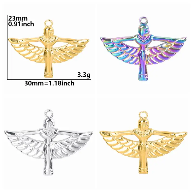 

10pcs/lot Gold Color Egyptian Goddess ISIS Charm Stainless Steel Pendant DIY Craft Making Necklace for Women Jewelry Wholesale