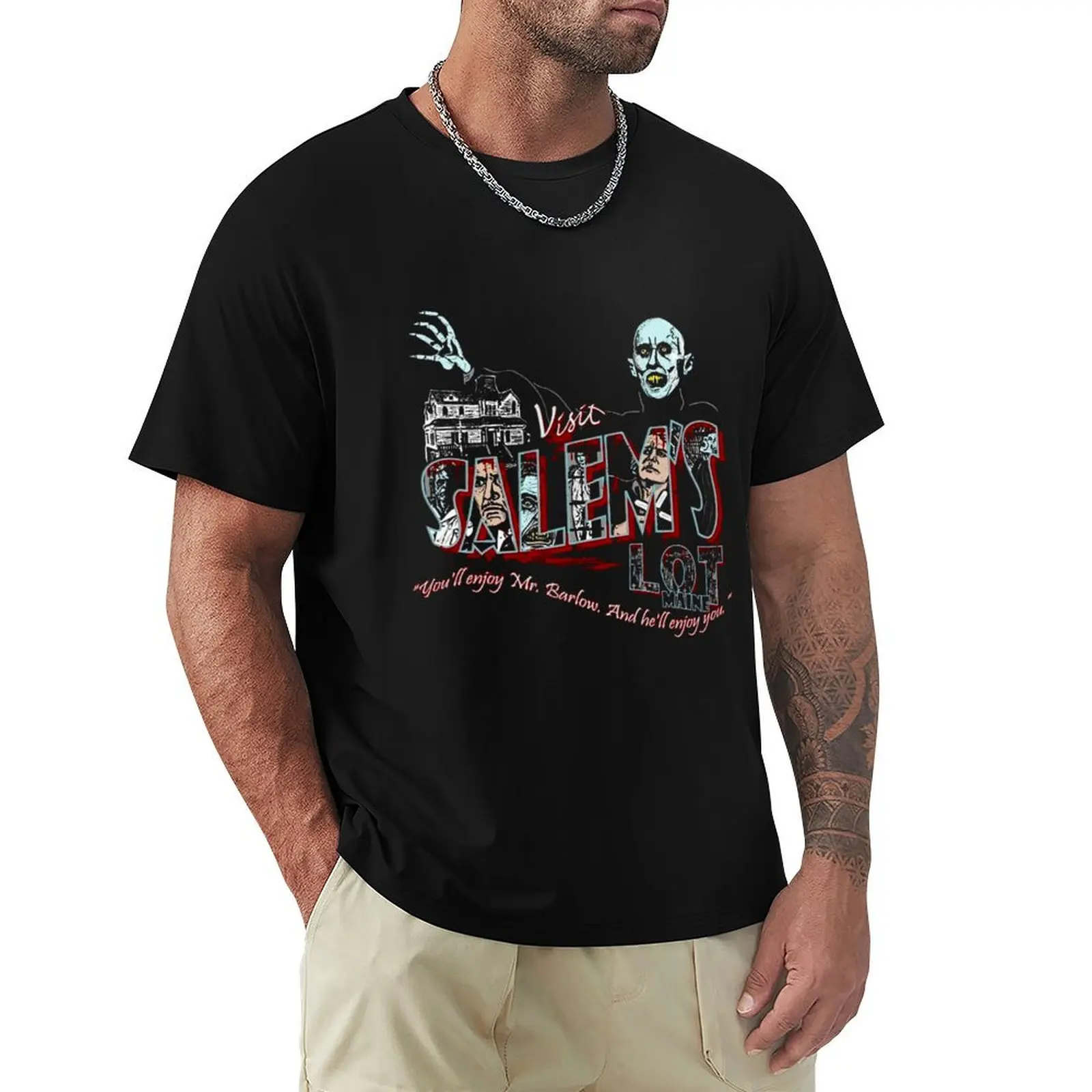 Visit Salems Lot Maine You'll enjoy Mr Barlow and He'll enjoy you T-Shirt Relaxed Casual Short Sleeve Tee