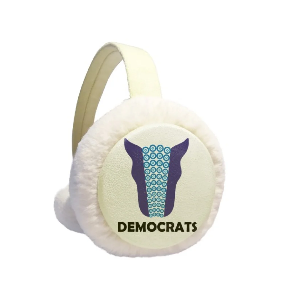 

America President Figure Biden Blue Democracy Ear Warmer Cable Knit Furry Fleece Earmuff Outdoor