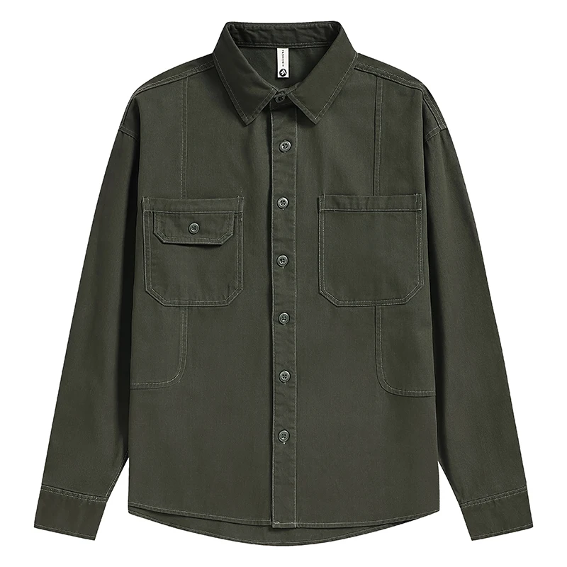 

New American Workwear Shirt Jacket Retro Cargo Style Men's Long Sleeve Cotton Shirt Men's Casual Button Up Shirt For Spring Fall