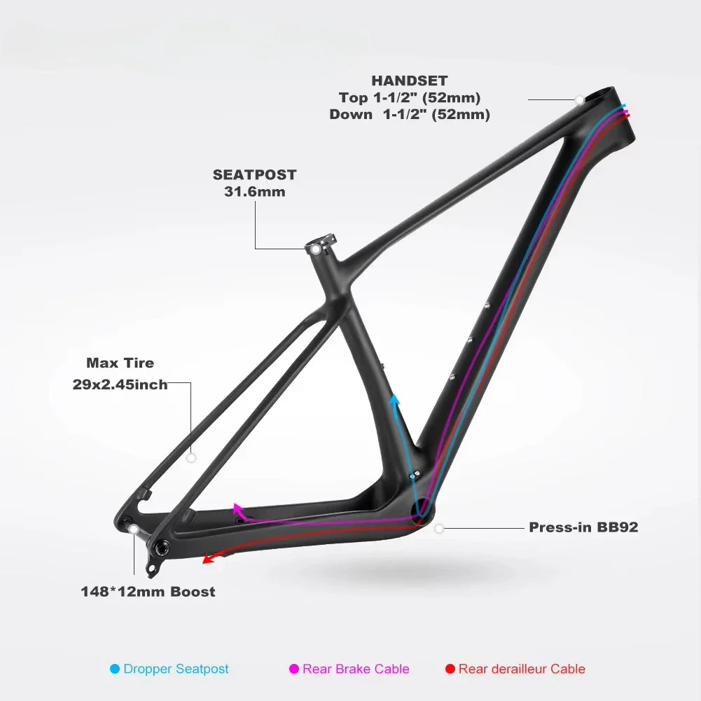 

Новинка 2025 года, карбоновая рама для горного велосипеда T1000, UDH, вешалка 12x148 мм, полная внутренняя маршрутизация, карбоновая рама 29er MTB