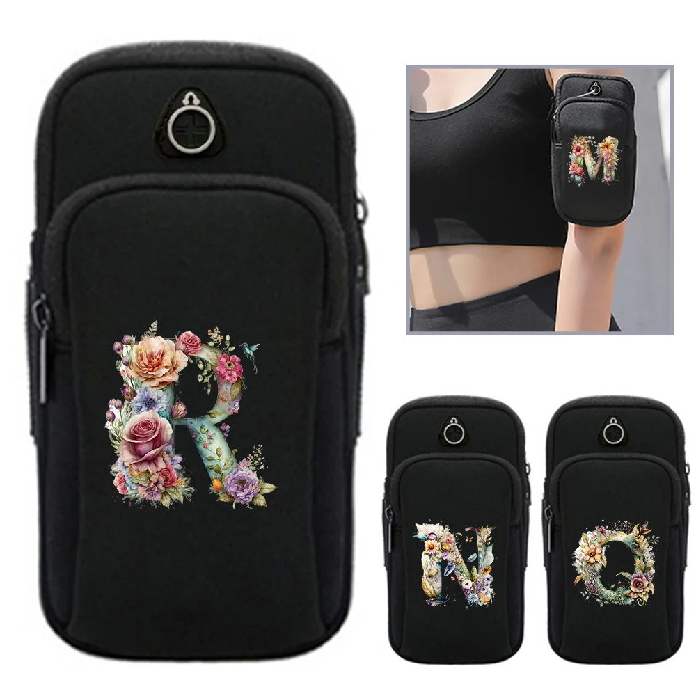 

Unisex Leisure Mobile Phone Arm Bag Outdoor Sports Floral Letter Pattern Series Suitable for IPhone 12 13 14 Pro Samsung Huawei