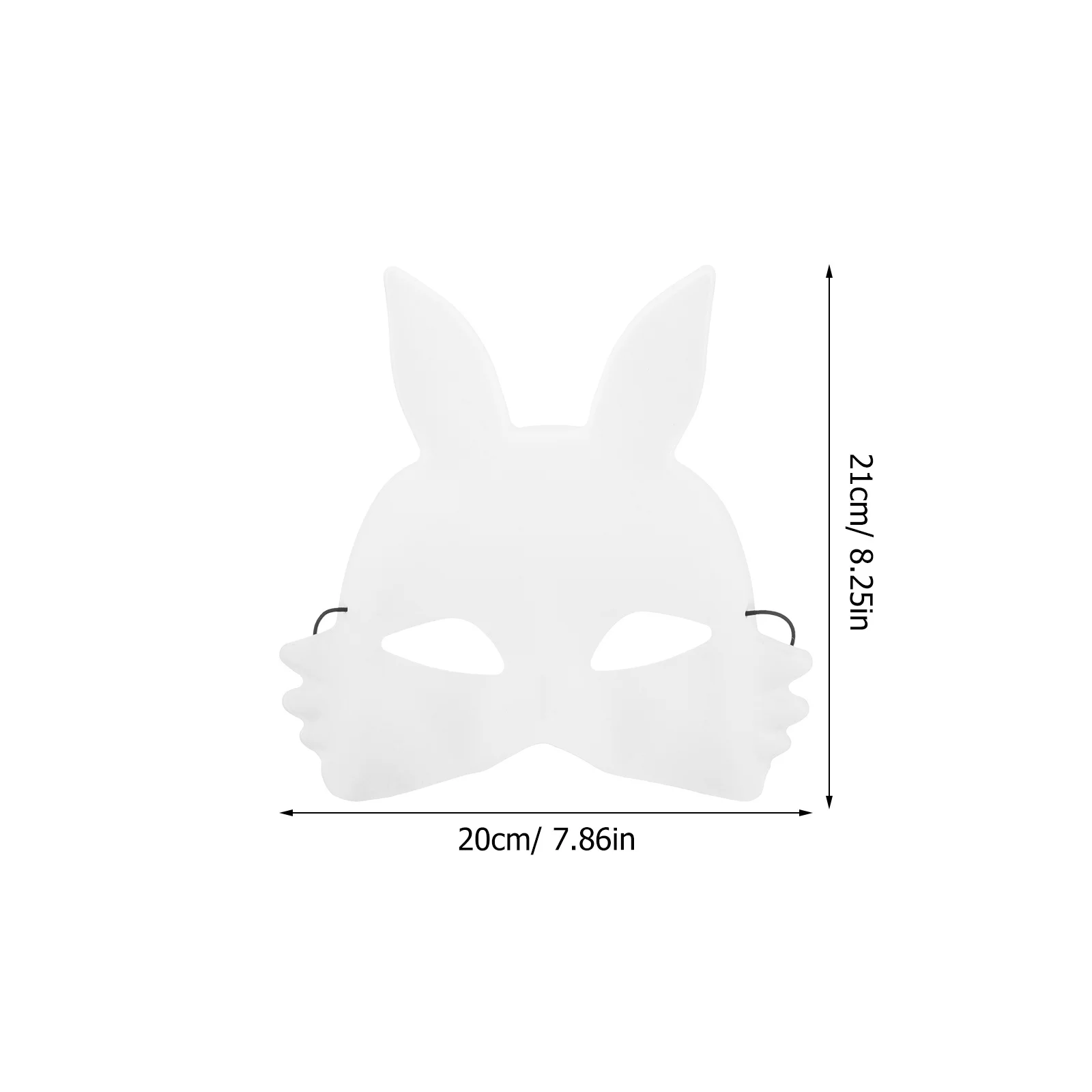 2 pezzi maschera di coniglio bianco mezza faccia vuota pittura in PVC fai da te coniglietto di Halloween accessorio per costume maschera di coniglio in PVC