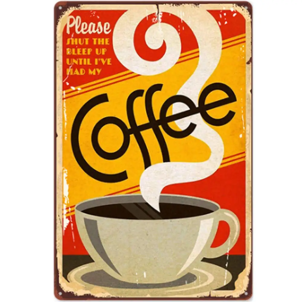 

Interesting retro design Coffee Tin Metal Signs Wall Art | Thick Tinplate Print Poster Wall Decoration for Cafe/Kitchen/Coffee