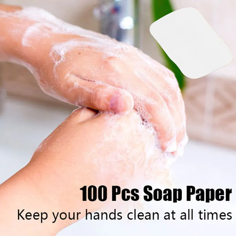 1Box Soap Paper Portable Bath Hand Washing Slice Sheets Outdoor Travel Scented Foaming Soap Paper Bath Clean Soap Tablets