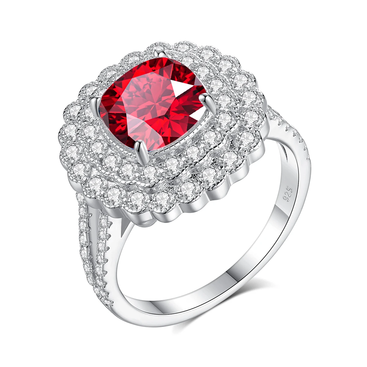 Große Moissanit-Diamantringe für Frauen, 925 Sterling Silber Halo-Ehering, Edle Schmuckverpackung mit GRA-Zertifikat – Detail 16