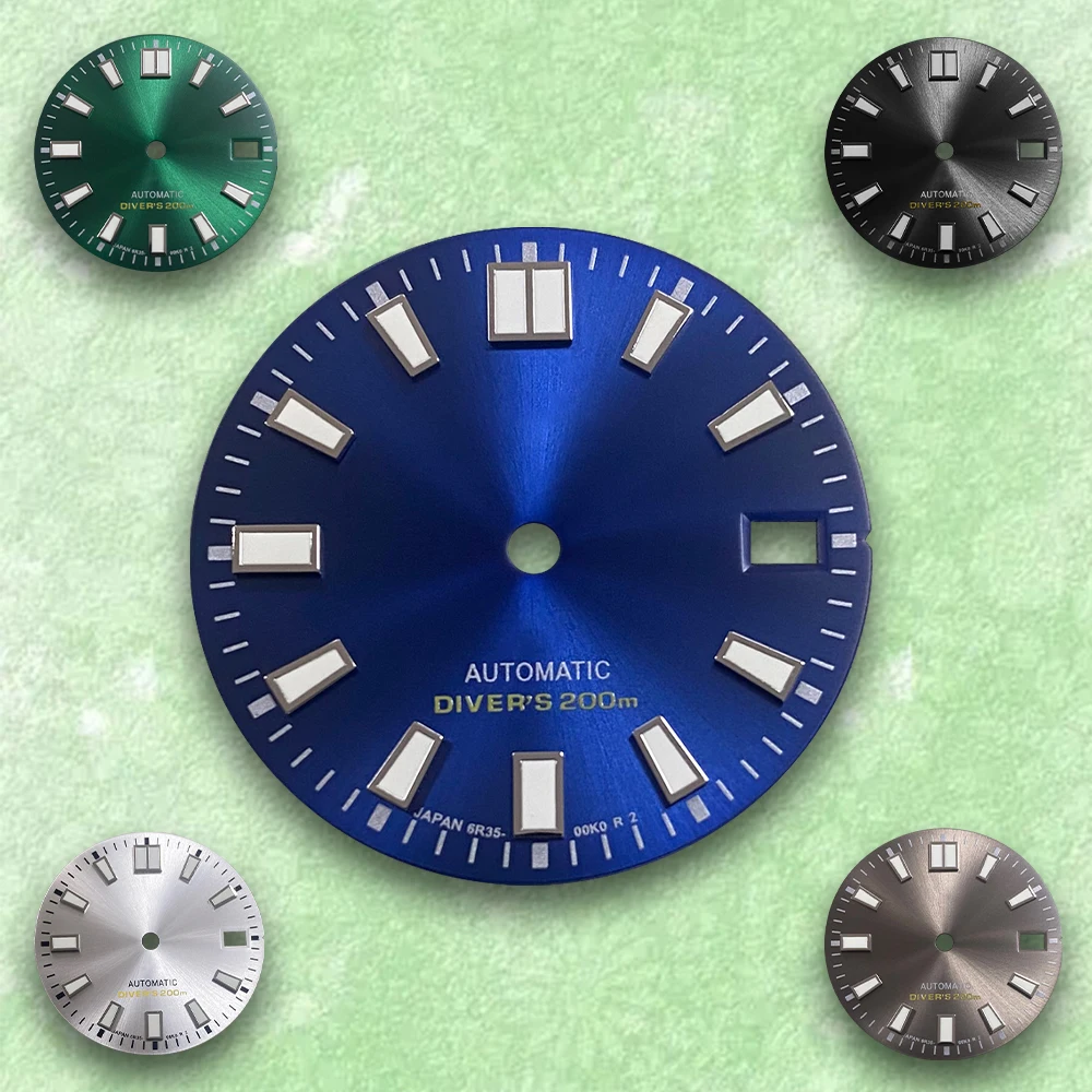 

28.5mm S Logo Dial Suitable For NH35/NH36/4R/7S Japanese Automatic Movement Green Luminous Watch Modification Accessories