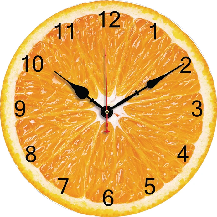 Fruit Oranges Wall Clock Kitchen Decor Wall Art Silent Non Ticking Large Round Wall Clocks For Living Room Bedroom Office