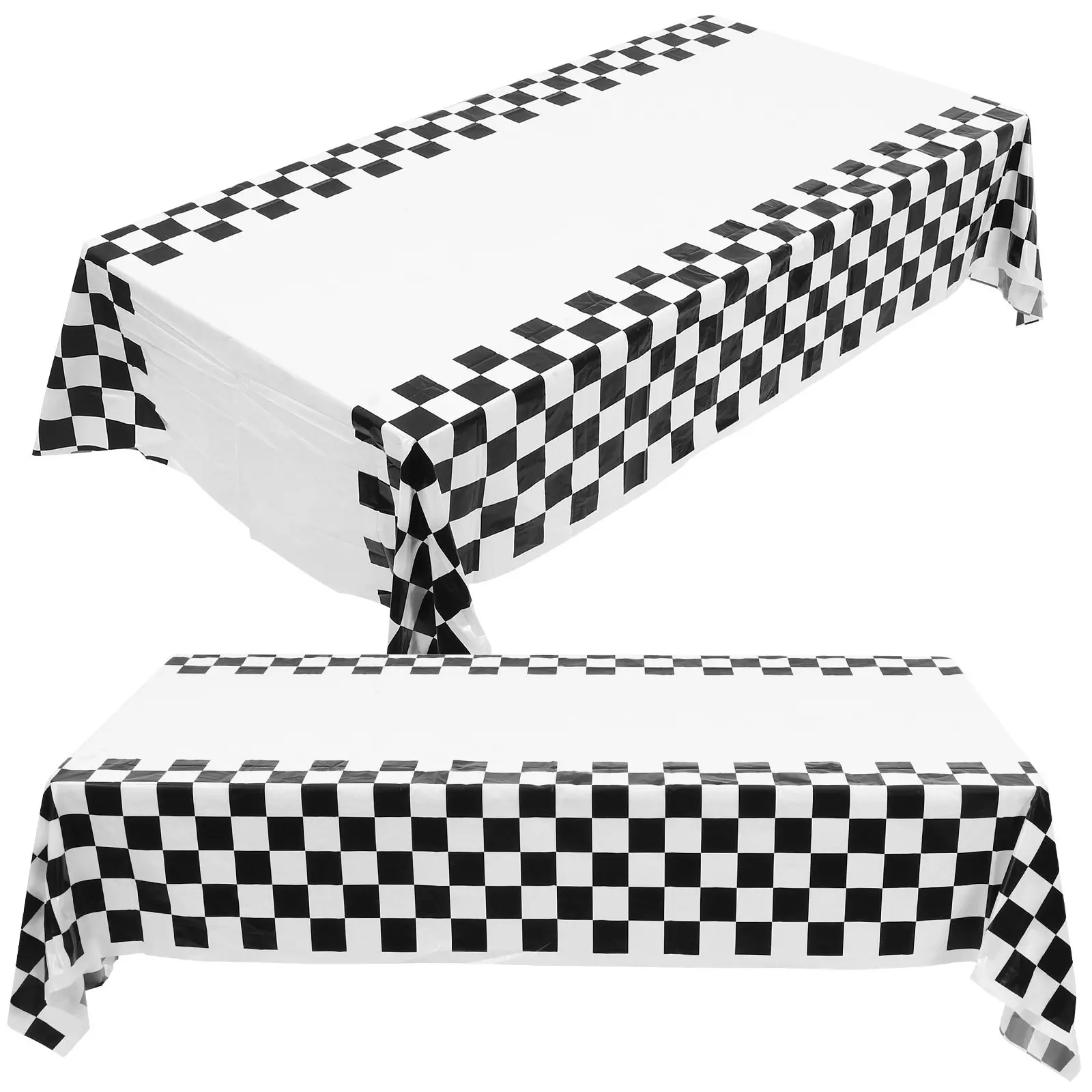 

2Pcs Disposable Checkered Tablecloth Simple Design Racing Theme Table Cover for Party Dining Decoration Rectangular Table Cloth