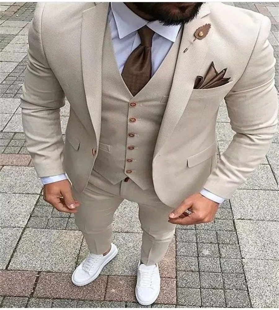 White Slim Wedding Tuxedos 2023 Fit Bespoke Custom 3 Pieces Satin Formal Prom Mens Suits Set For Groom Jacket Pant Vest Blazer