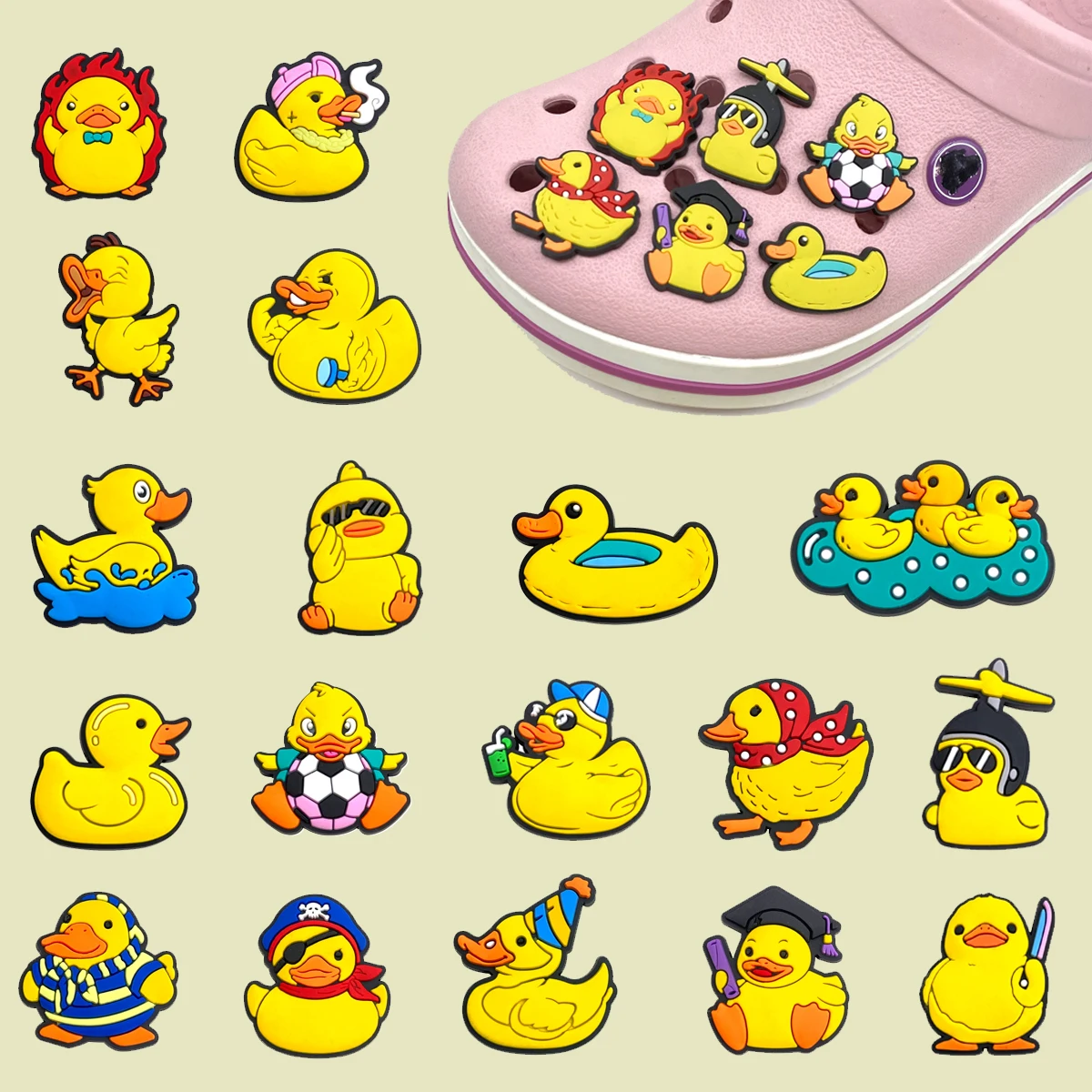 Yellow Duck Shoe Charms for Crocs Accessories Charms Clogs Bubble Slides Shoe DIY Decoration Buckle Party Gifts