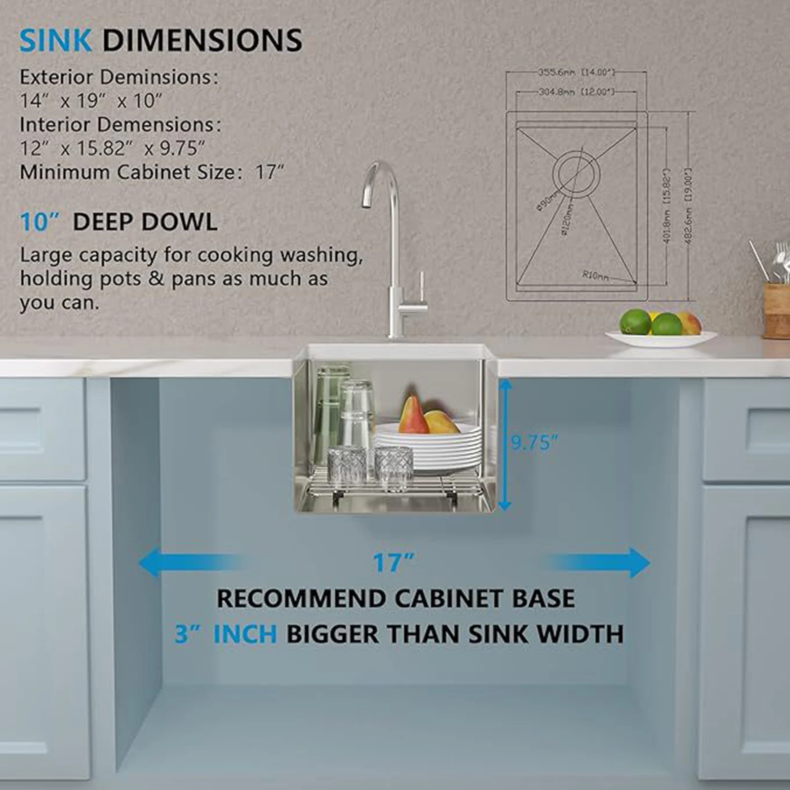

16 Gauge Undermount Kitchen Sink Stainless Steel 30/33 Inch Built-in Kitchen Sink with Accessories Single Bowl Ledge Workstation