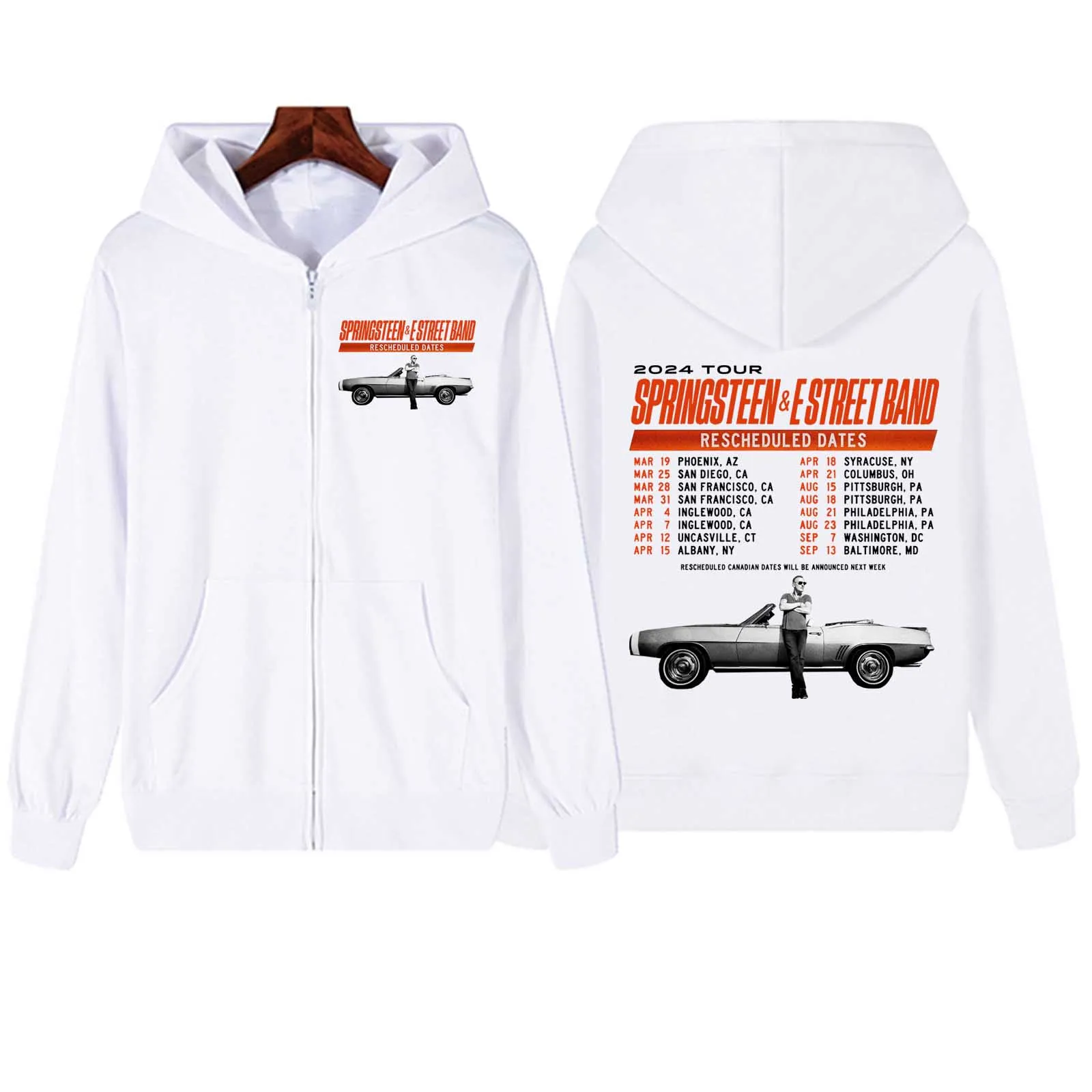 Bruce Springsteen and E Street 2024 Tour Zipper Hoodie Harajuku Pullover Tops Sweatshirt Streetwear Fans Gift Unisex