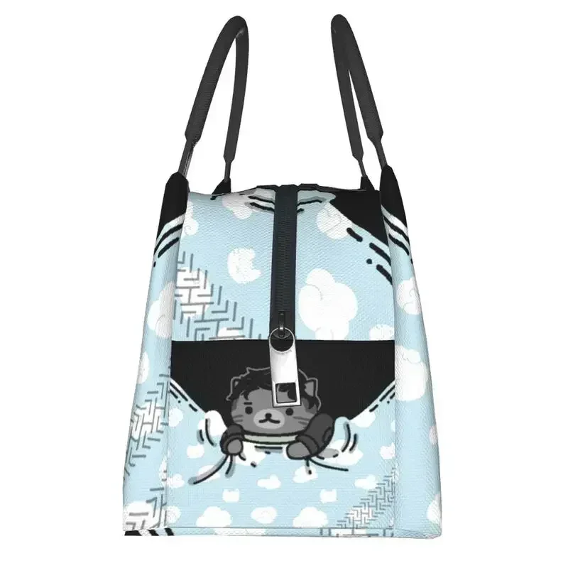 Neko Atsume على أكياس الغداء المعزولة على الجليد للنساء مقاوم للماء مع أكياس Otabek برودة صندوق غداء حراري نزهة العمل