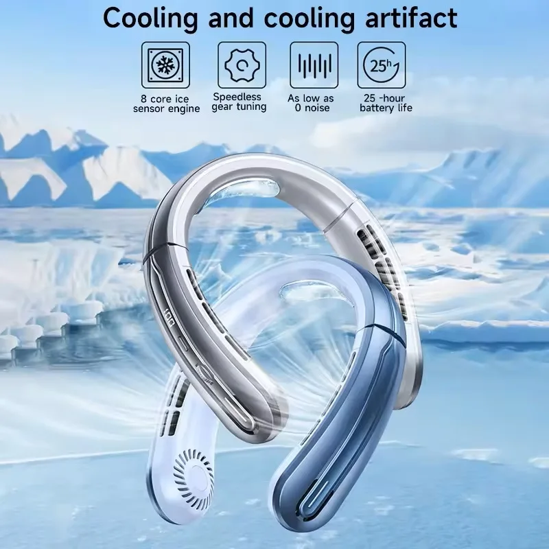 Xiaomi 8000 мАч USB подвесной вентилятор на шею портативный безлопастной мини перезаряжаемый бесшумный светодиодный цифровой дисплей электрический воздухоохладитель портативный