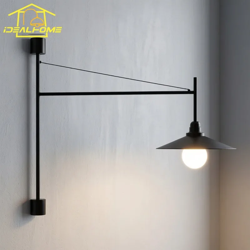 Designer Long Pole Swing Arm Industrial Wall Lamp LED E27 Rotatable Iron Art Decorative Wall Mounted Loft Living/dining Room Bar