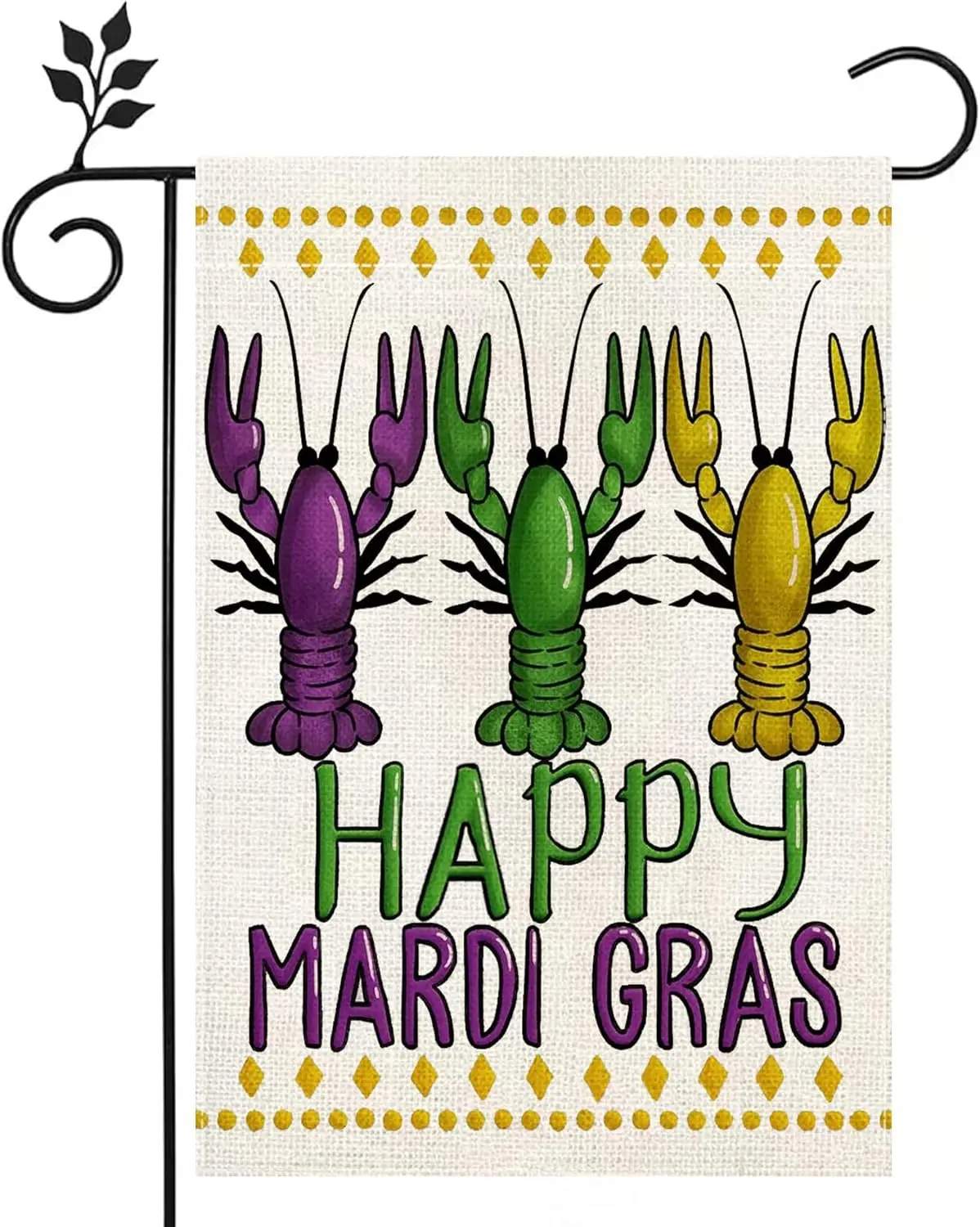 Happy Mardi Gras Crawfish Garden Flag 12x18 Carnival Celebrate Decorative Party Yard Outdoor Decor Home Outside Decoration Garde