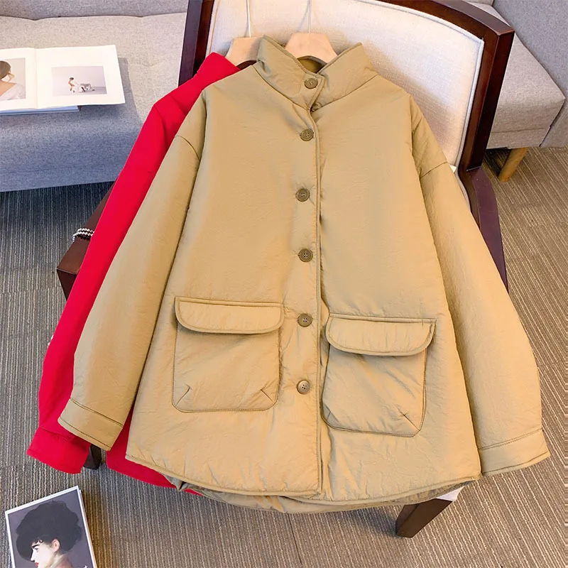 

160Kg Plus Size Women's Bust 166 Winter Warm Thickened Jacket Long Sleeve Cotton Padded Coat Red Yellow 6XL 7XL 8XL 9XL 10XL