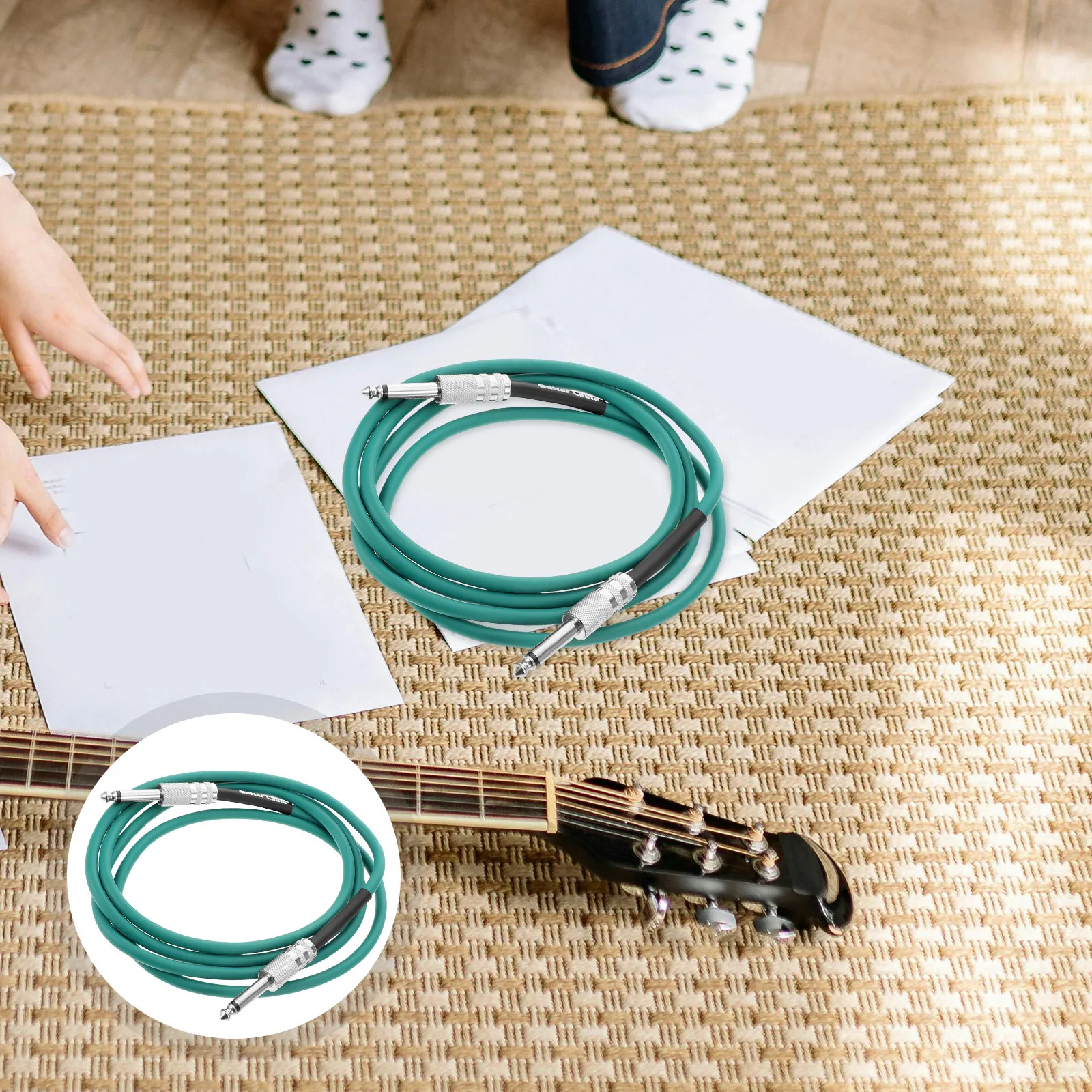 

Sturdy Electric Guitar Cable 635mm Connectors Easy Use Flexible Length Noise Reduction Guitar Amp Cord Instrument Cables