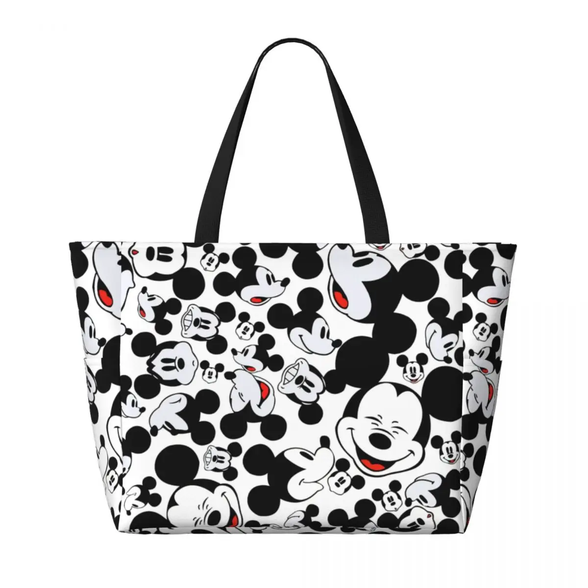 Custom Mickey Mouse Faces Beach Tote Bag Women Extra Large Gym Carry On Cartoon Travel Shopping Bags