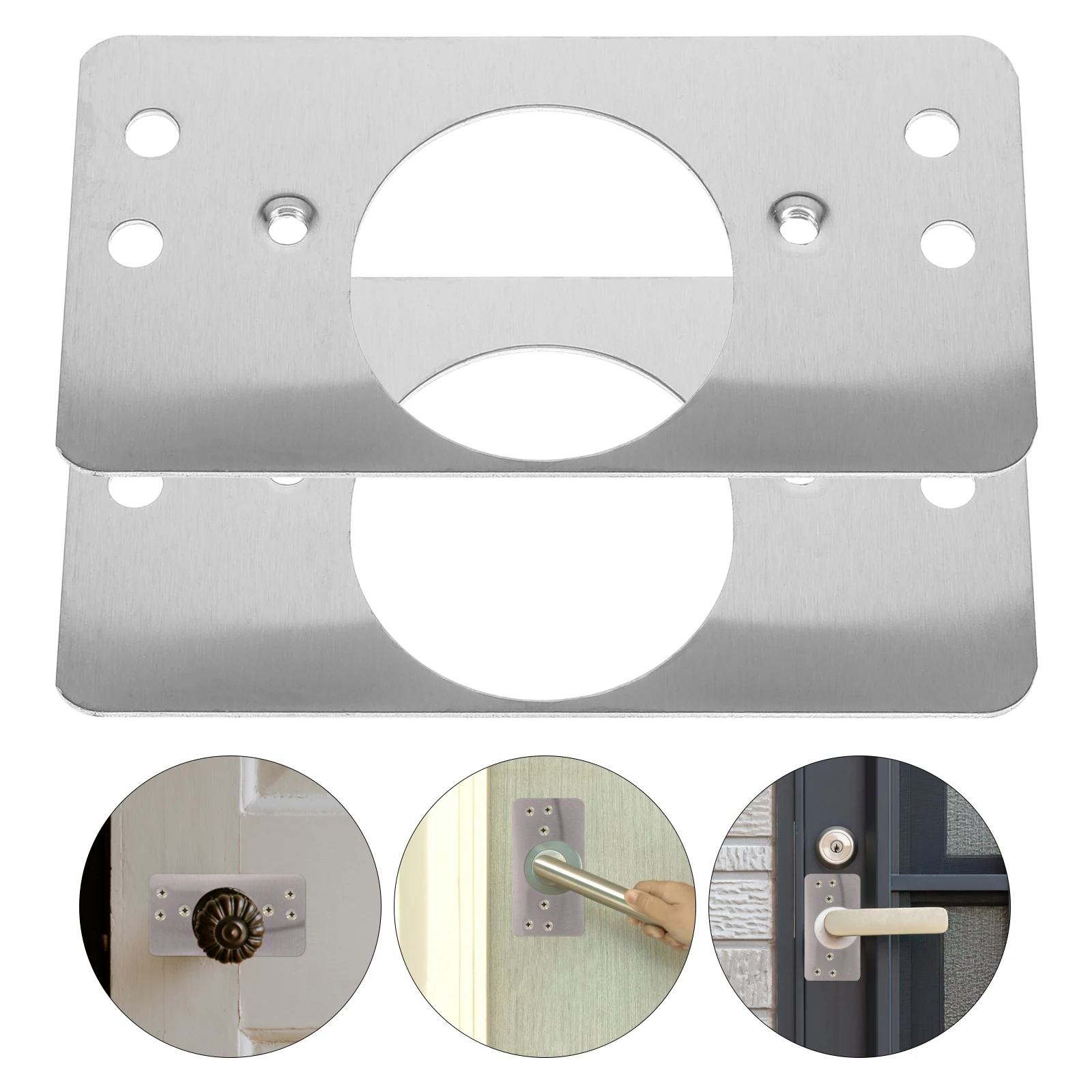 

8 Pcs Round Lock Spherical Fixing Piece Travel Covers Stainless Steel Reinforcer Deadbolt Plate