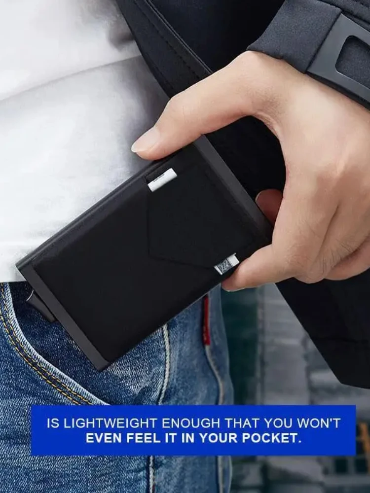 ID Bank etui na karty kredytowe portfel męski blokowanie anty Rfid chronione magiczne biznesowe zabezpieczenie przed kradzieżą szczupłe cienkie męskie etui na karty pieniężne — zdjęcie 2