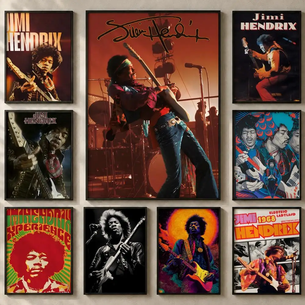 Singer J-Jimi HendrixS Poster Art  Self-Adhesive No Glue Residue Wall Sticker for Home Office Nursery