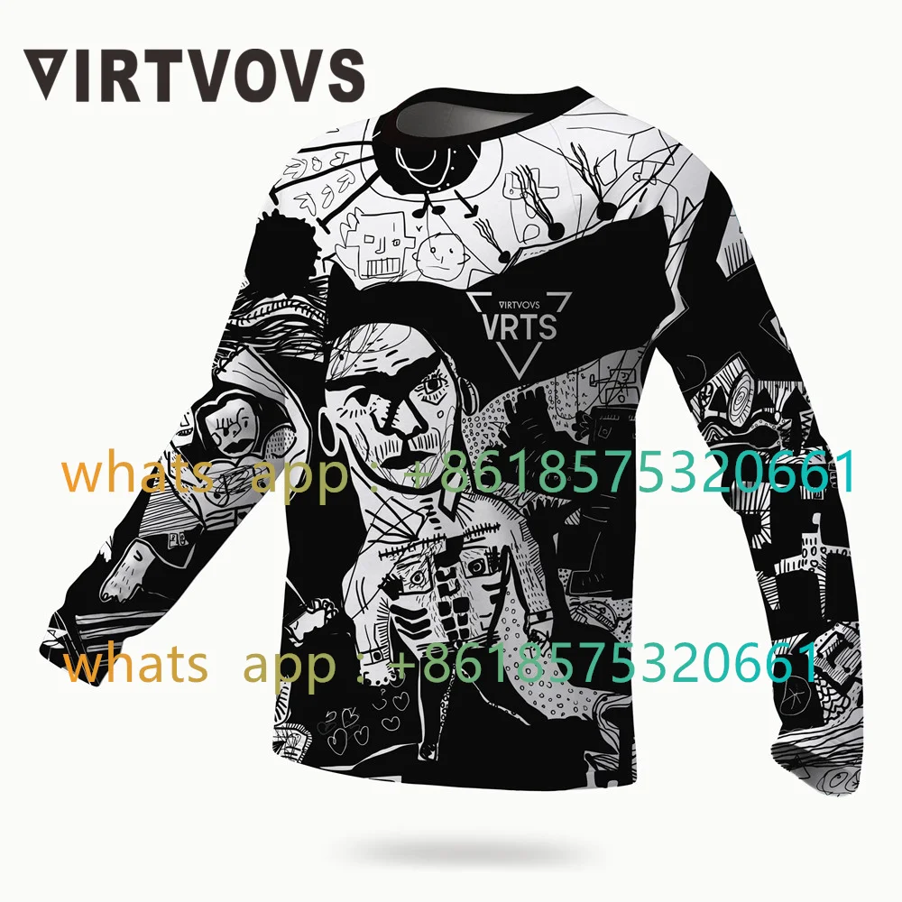 Virtuous Men's MTB Jersey Long Sleeve Motocross Breathable Shirt Mountain Quick Dry Clothing Enduro Race Downhill Riding T-shirt