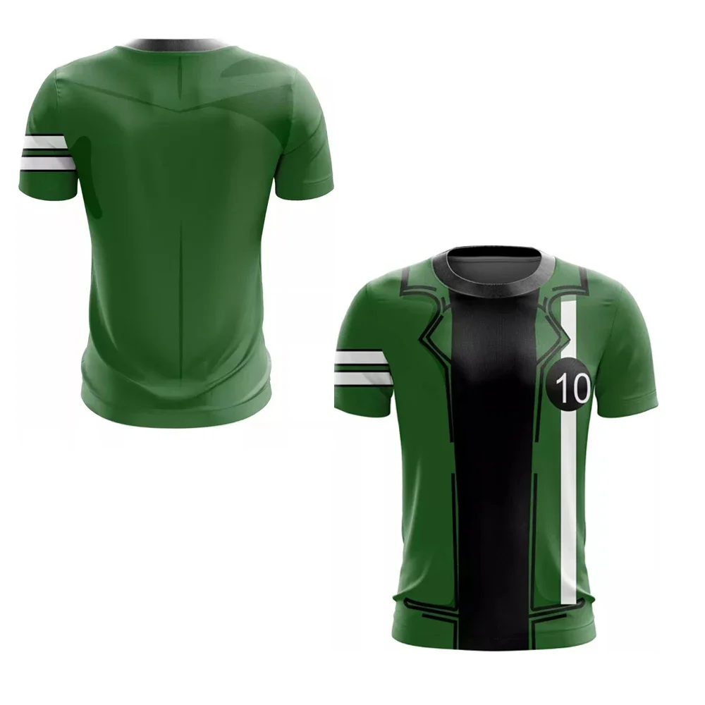 Animiertes Omnitrix Ben10 3D-Druck Herren-T-Shirt, Sommer-Outdoor-Training, schnelltrocknend, atmungsaktiv, Sport-Fußballtrikot, kurzärmeliges Oberteil – Detail 4