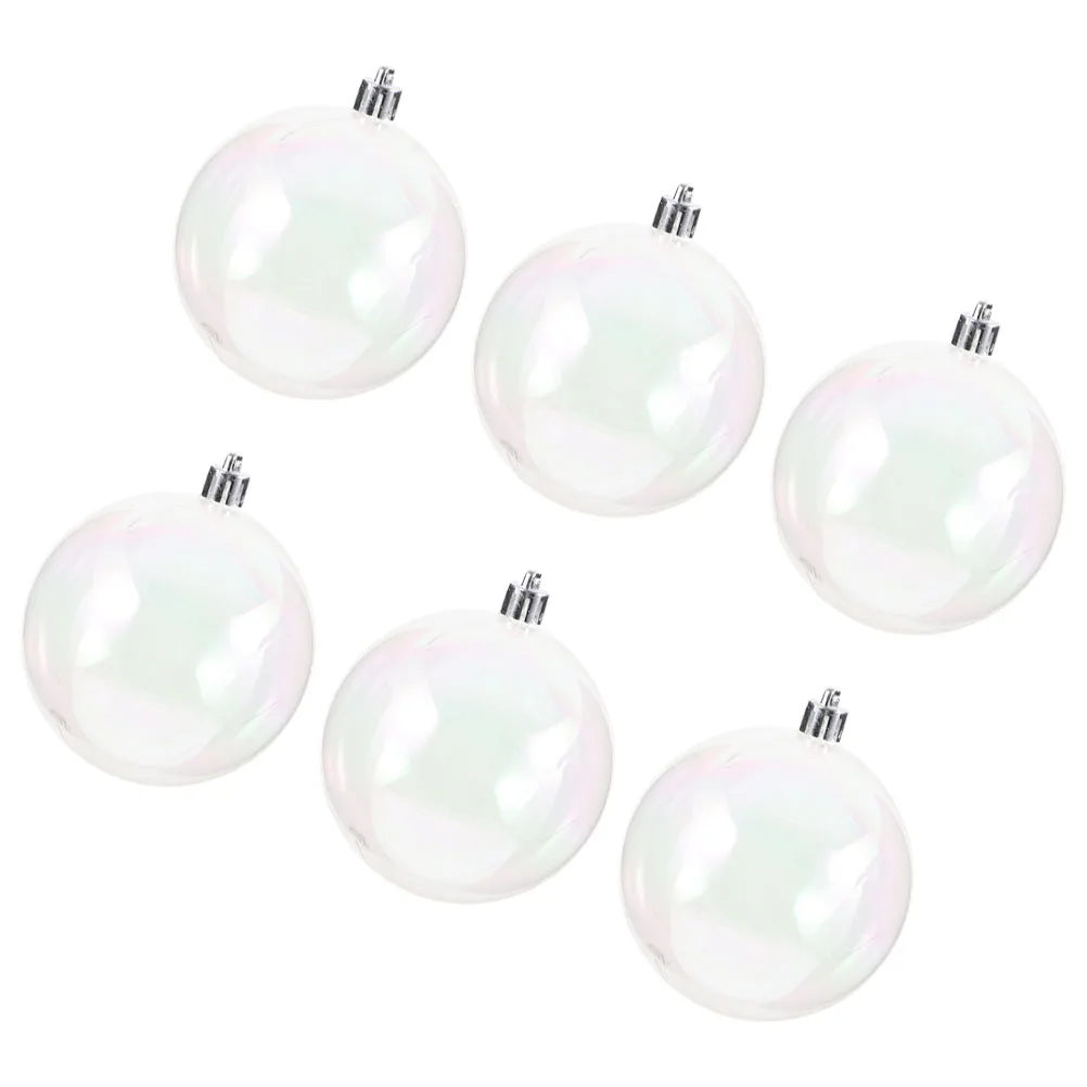 

6 Pcs Iridescent naments Christmas Decorations Plastic Clear Balls Round naments Xmas Tree Pendant Transparent Ball