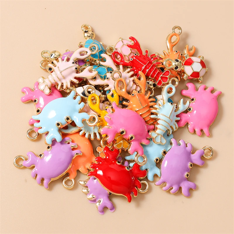 20 Stück niedliche Emaille-Anhänger in Tierform (Schildkröte, Krabbe, Hummer) für die Herstellung von Ohrhängern, Halsketten, DIY-Bastelarbeiten und Schmuckzubehör – Detail 3